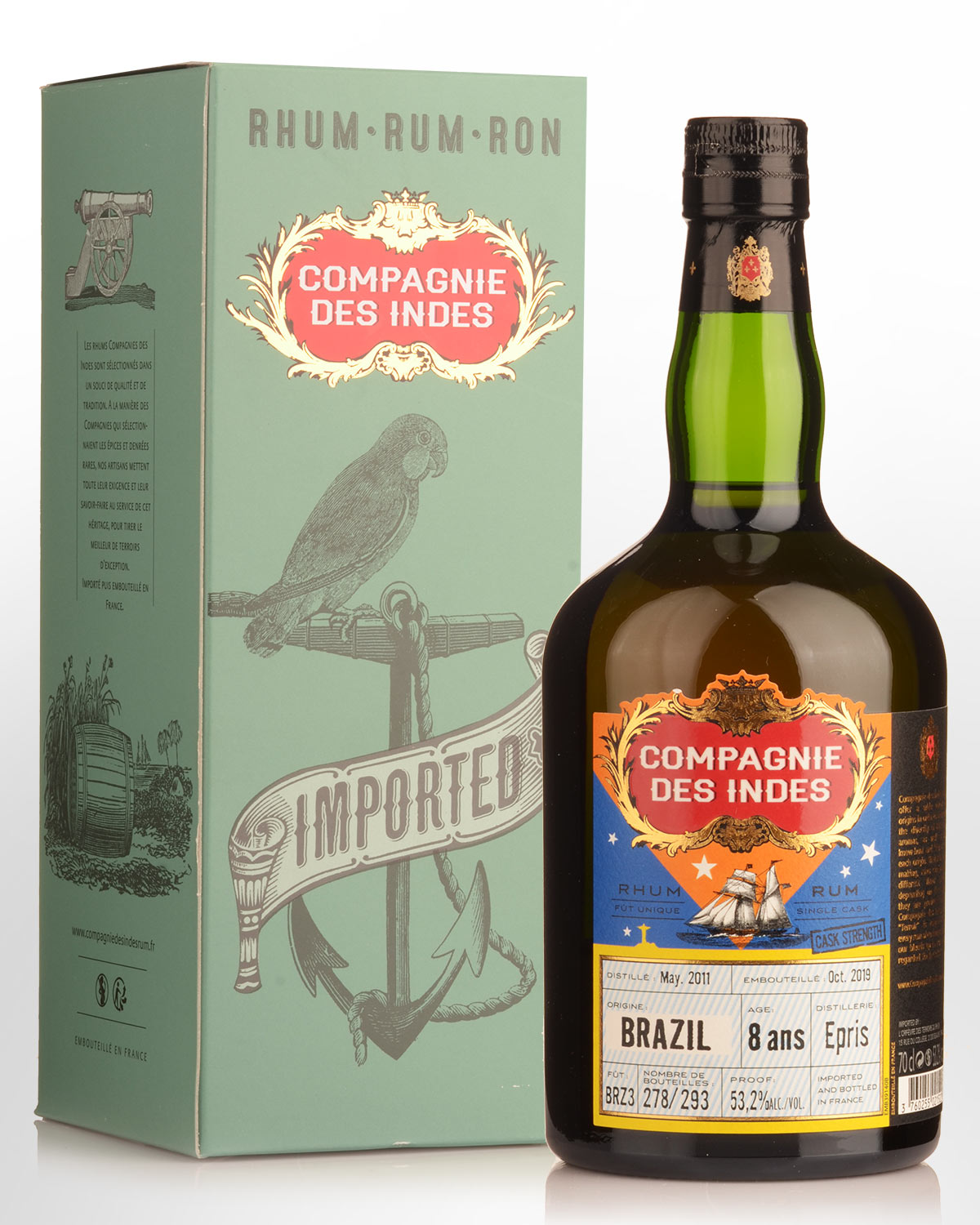 2011 Compagnie des Indes (Epris Distillery) 8 Year Old Single Cask Cask Strength Brazil Rum (700ml)