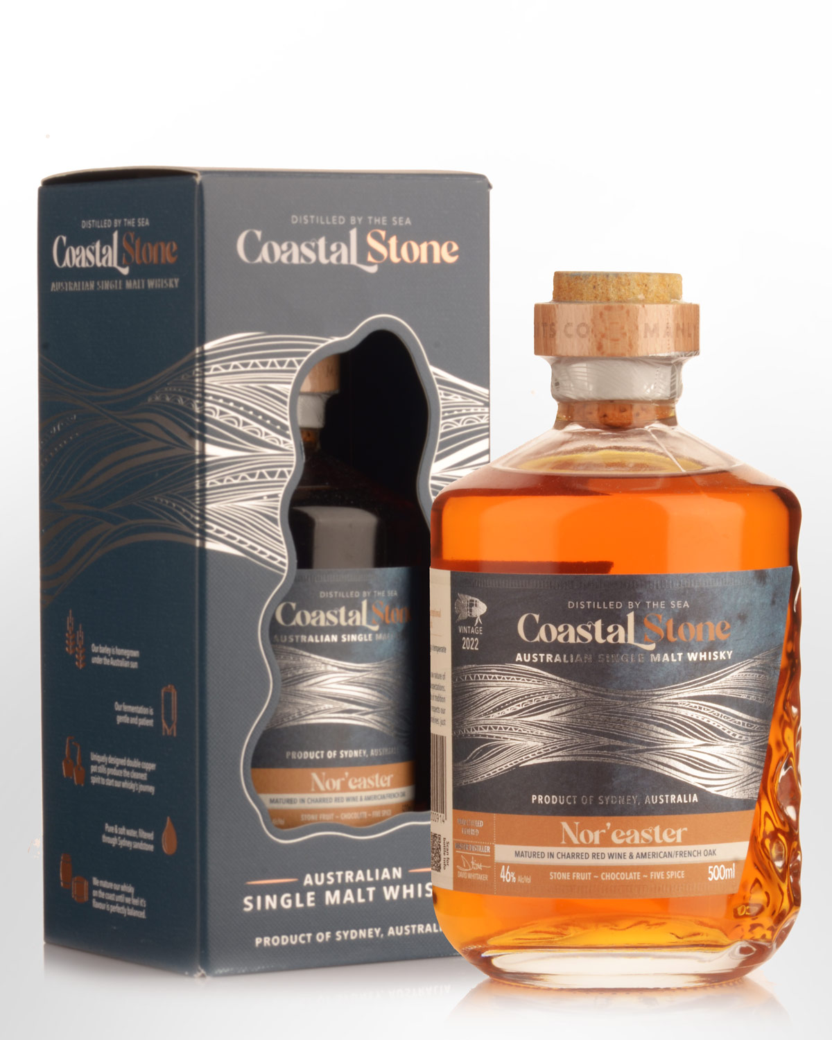 Manly Spirits Coastal Stone Nor'easter Single Malt Australian Whisky (500ml)