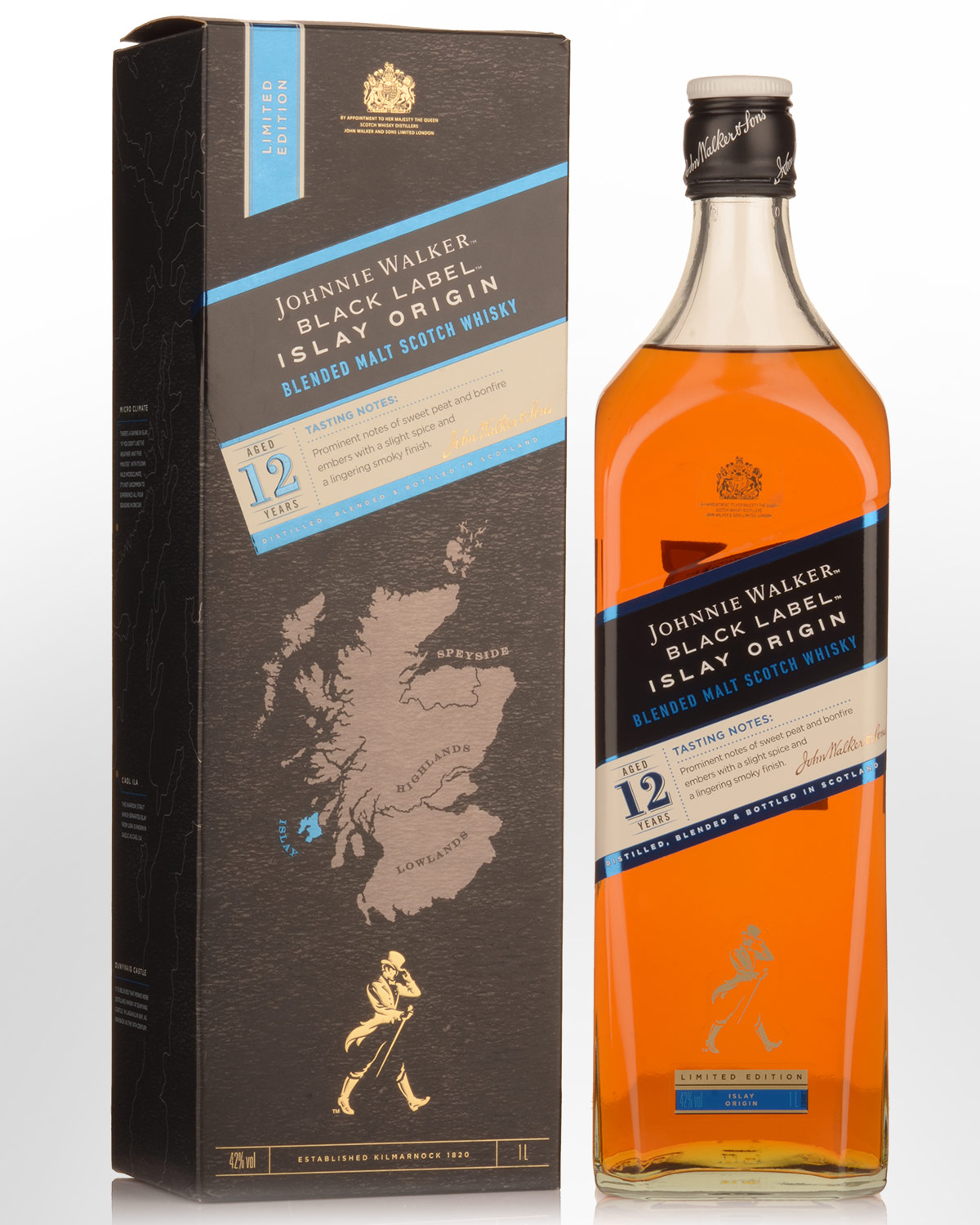 Johnnie Walker Black Label 12 Year Old Islay Origin Blended Malt Scotch Whisky (1000ml)