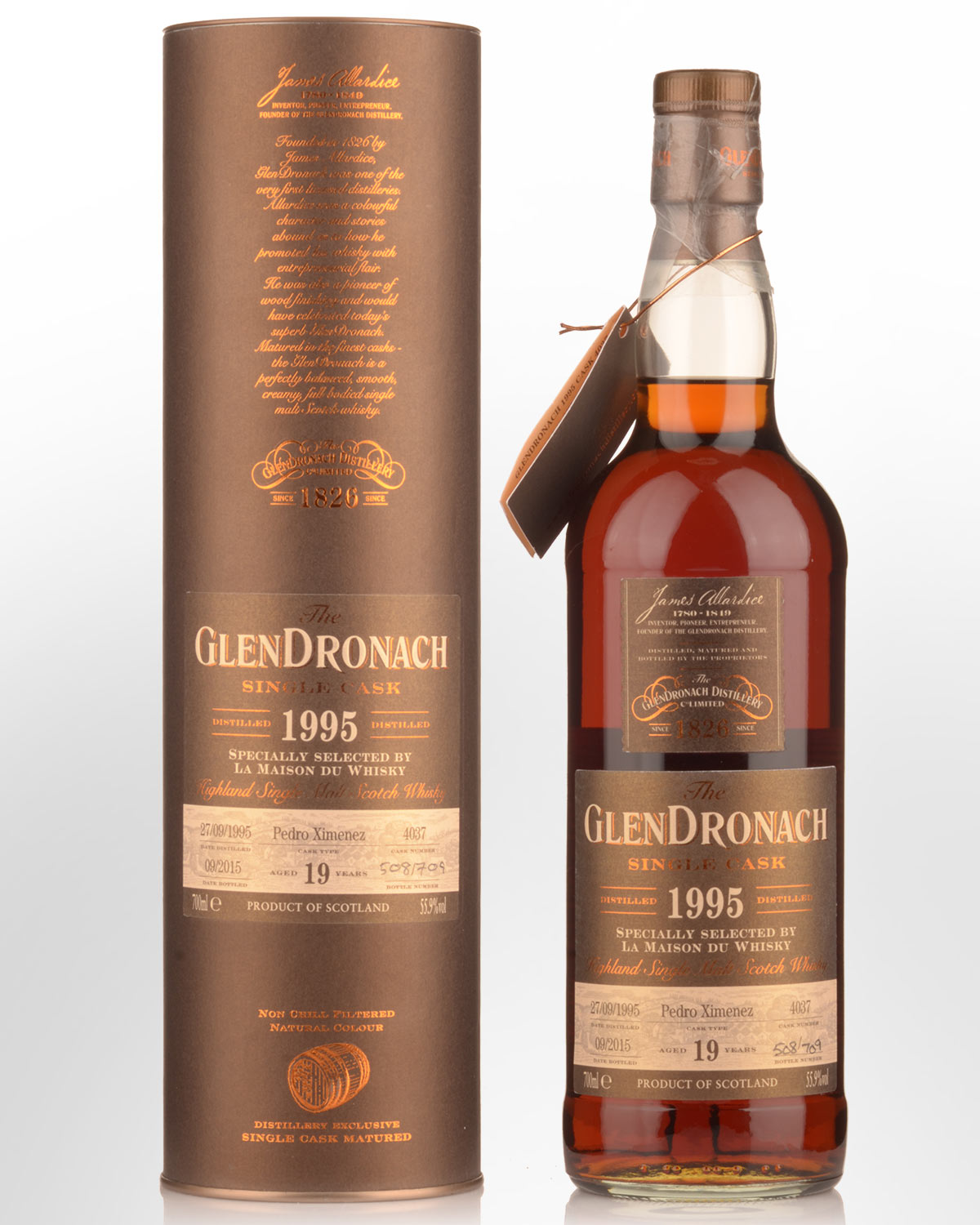 1995 Glendronach Single Cask #4037 Pedro Ximenez Sherry Puncheon 19 Year Old Cask Strength Single Malt Scotch Whisky (700ml)