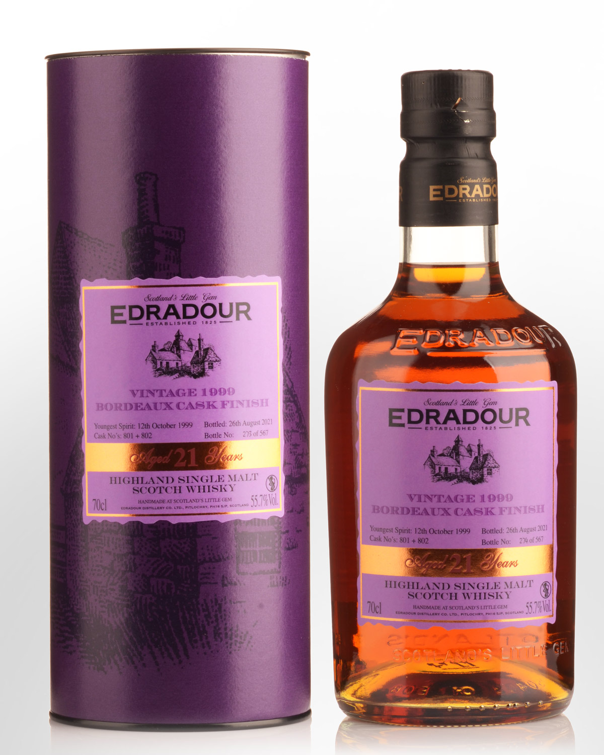 1999 Edradour Bordeaux Cask Finish 21 Year Old Cask Strength Single Malt Scotch Whisky (700ml)