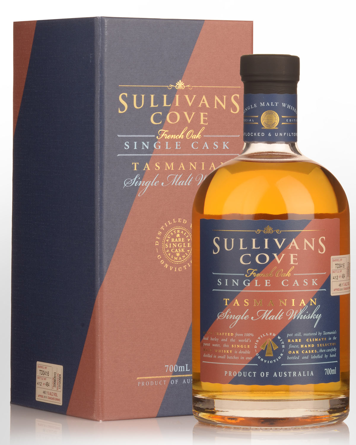 Sullivans Cove Single Cask TD0416 French Oak Second Fill Single Malt Australian Whisky (700ml)