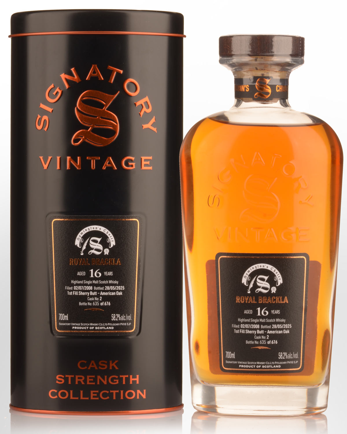 2008 Signatory Vintage Royal Brackla 16 Year Old Symington's Choice Cask Strength Single Malt Scotch Whisky (700ml)