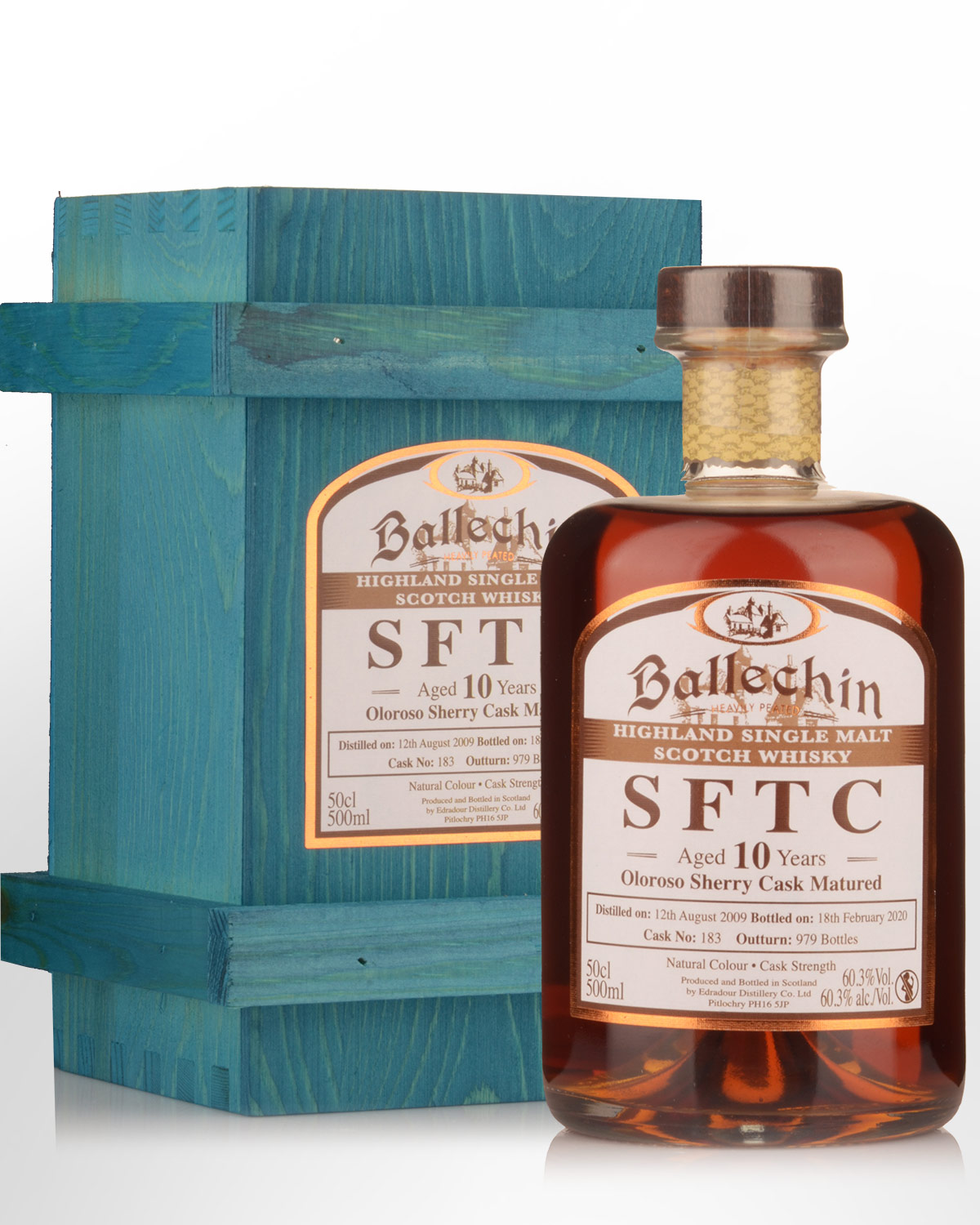 2009 Edradour Ballechin Straight from the Cask 10 Year Old Oloroso Cask #183 Cask Strength Single Malt Scotch Whisky (500ml)