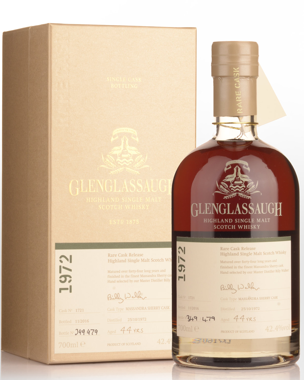 1972 Glenglassaugh Rare Cask Release Cask #1721 Massandra Sherry Cask 44 Year Old Cask Strength Single Malt Scotch Whisky (700ml)