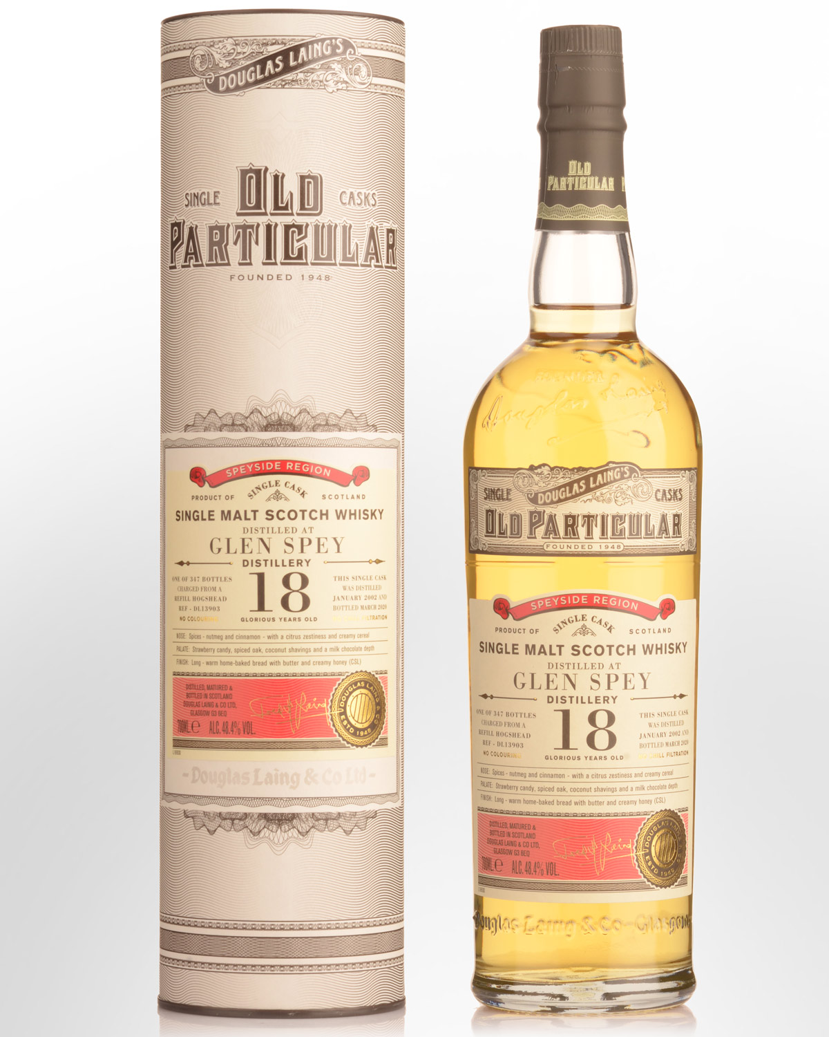 2002 Douglas Laing & Co. Old Particular Single Cask Glen Spey 18 Year Old Single Malt Scotch Whisky (700ml)