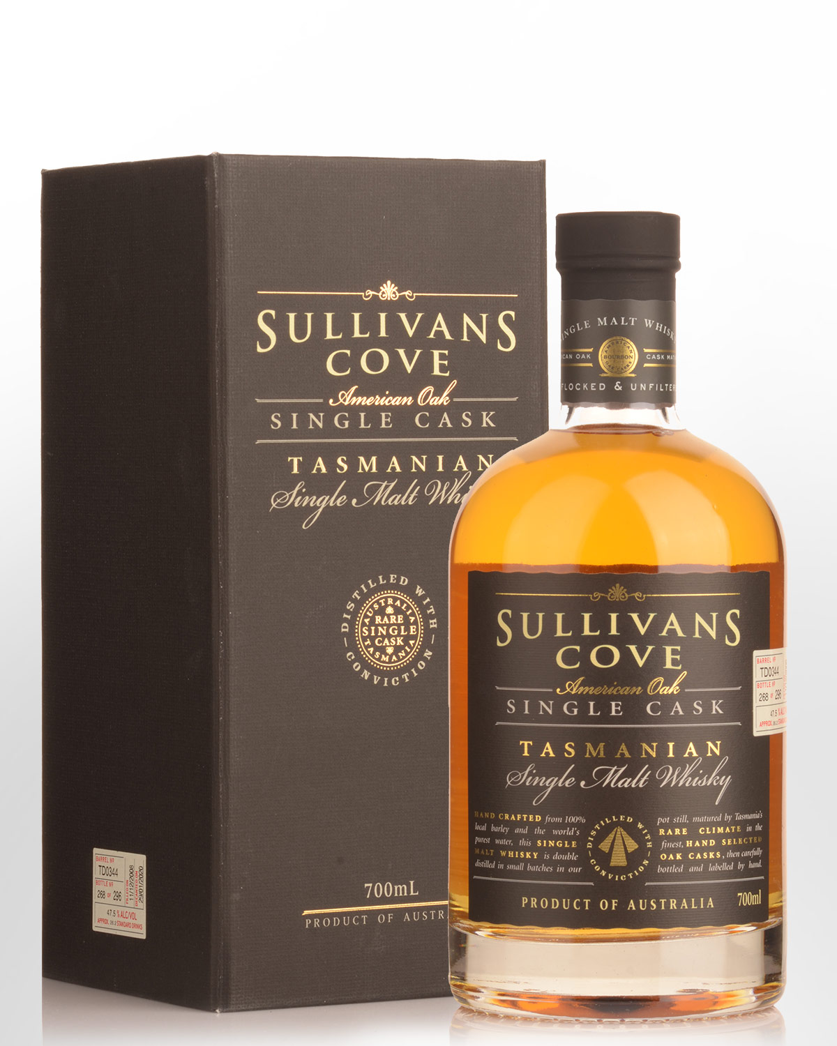 Sullivans Cove Single Cask American Oak Barrel TD0334 Single Malt Australian Whisky (700ml)