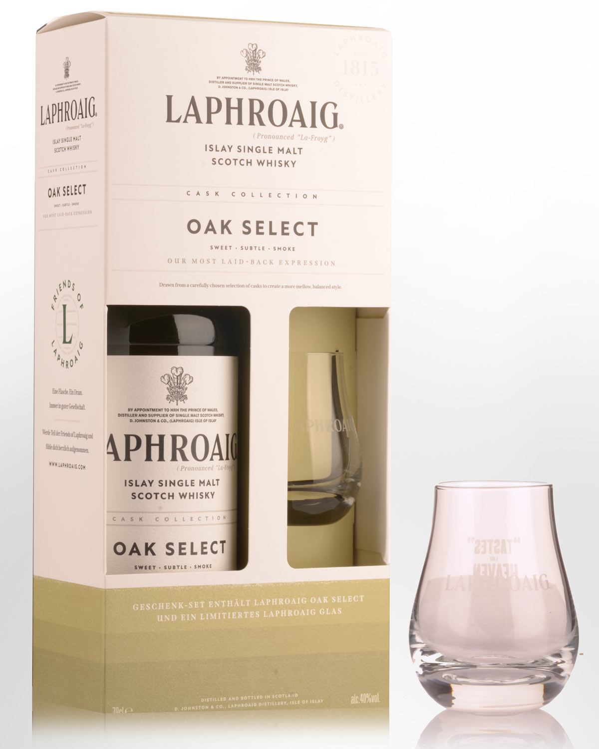 Laphroaig Oak Select Single Malt Scotch Whisky (700ml) - Gift Pack with Glass