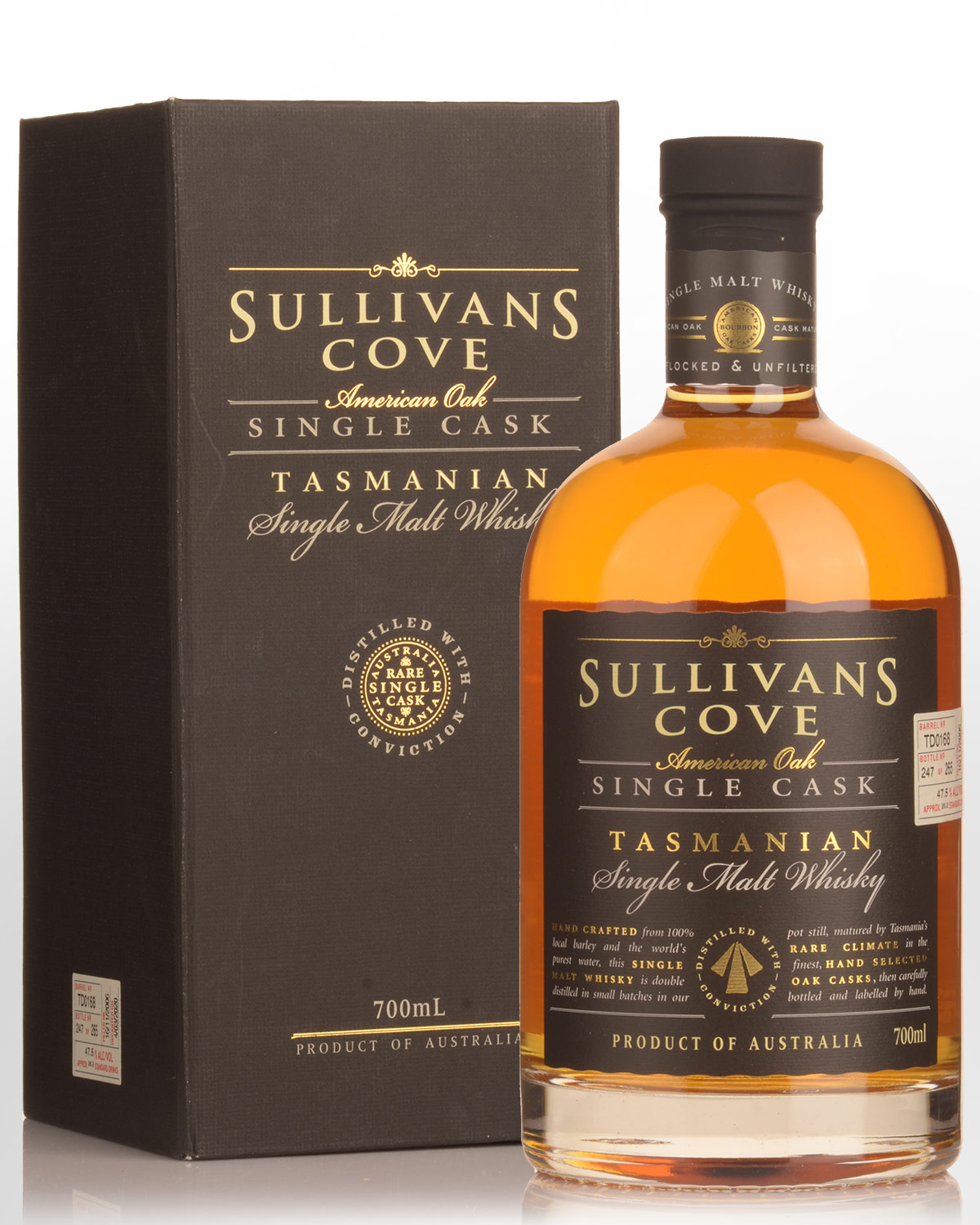Sullivans Cove Single Cask American Oak Barrel TD0168 Single Malt Australian Whisky (700ml)