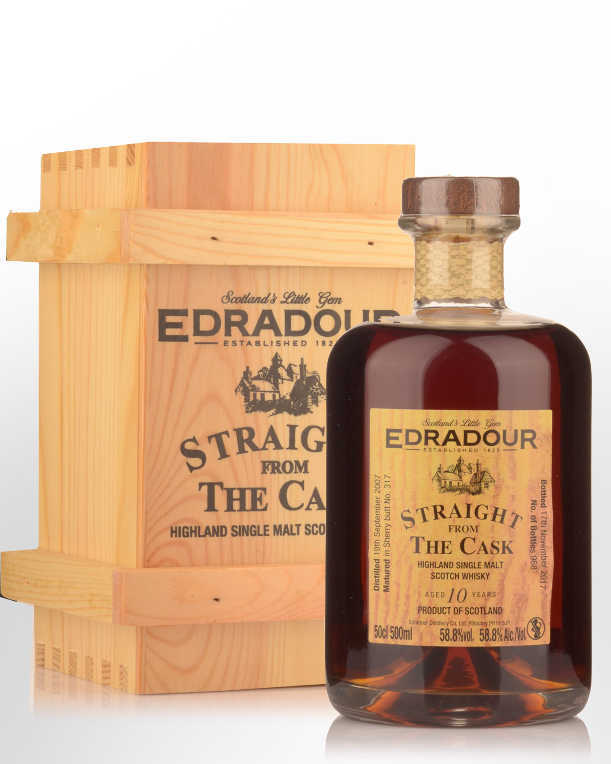 2007 Edradour Straight from the Cask 10 Year Old Sherry Butt #317 Cask Strength Single Malt Scotch Whisky (500ml)