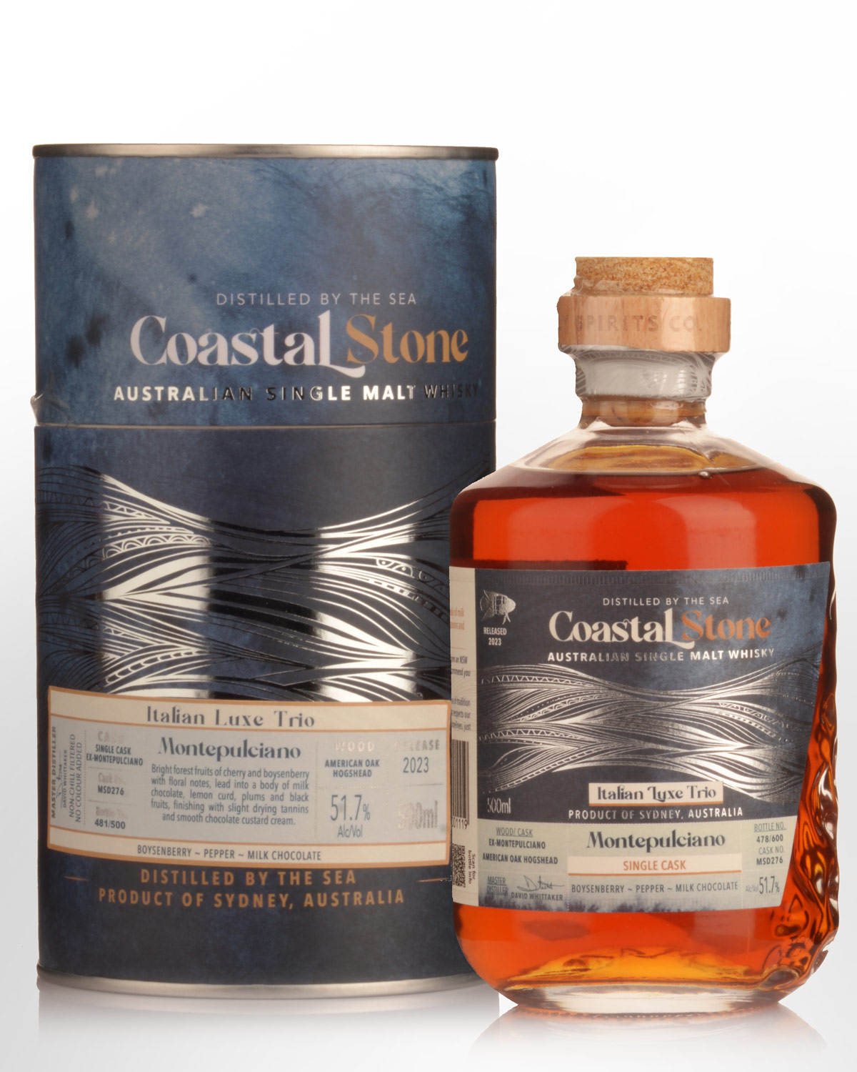 Manly Spirits Coastal Stone Montepulciano Single Cask Single Malt Australian Whisky (500ml)