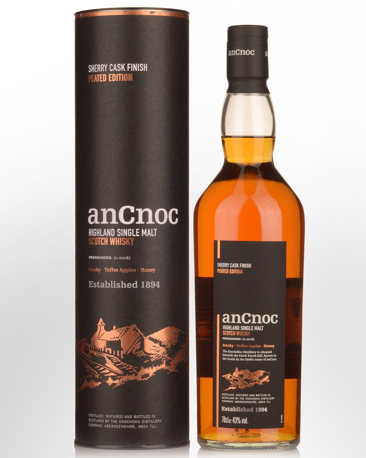 AnCnoc Sherry Cask Finish Peated Edition Single Malt Scotch Whisky (700ml)