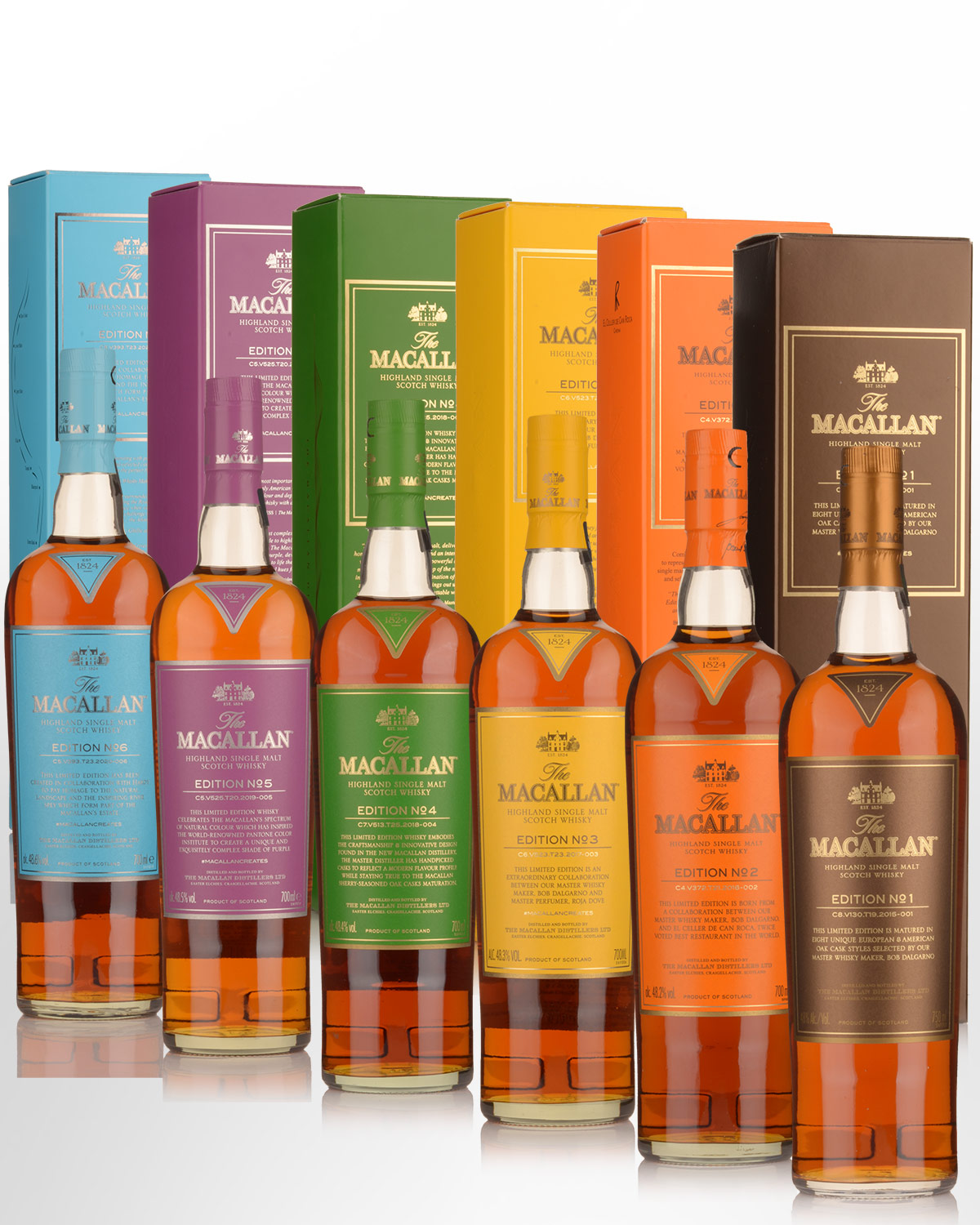 The Macallan Edition Collection (Numbers 1 to 6) Single Malt Scotch Whisky (6 x 700ml)