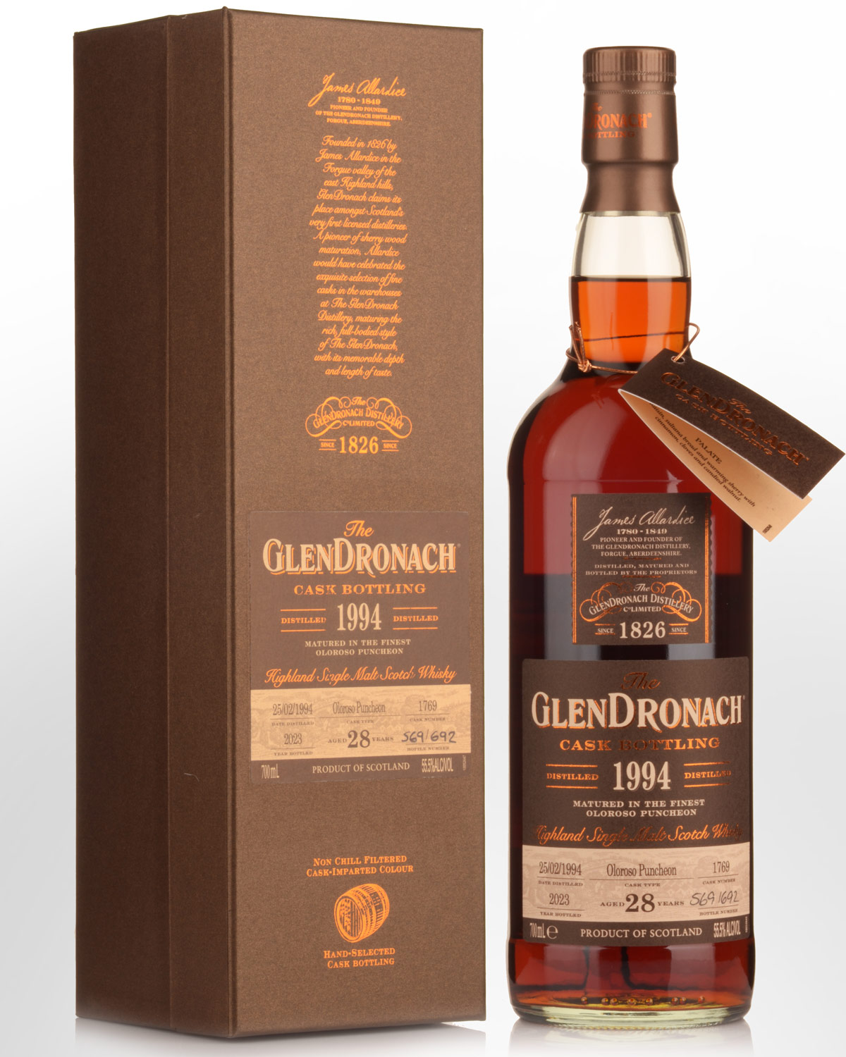 1994 Glendronach Single Cask No.1769 Oloroso Sherry Puncheon Cask Strength 28 Year Old Single Malt Scotch Whisky (700ml)