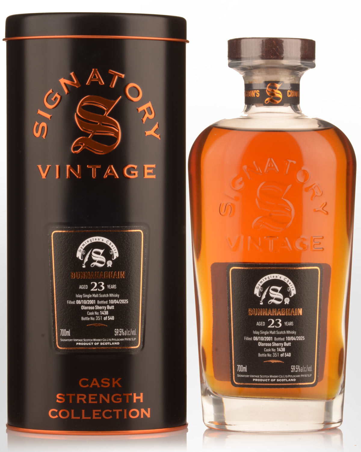 2001 Signatory Vintage Bunnahabhain 23 Year Old Symington's Choice Cask Strength Single Malt Scotch Whisky (700ml)