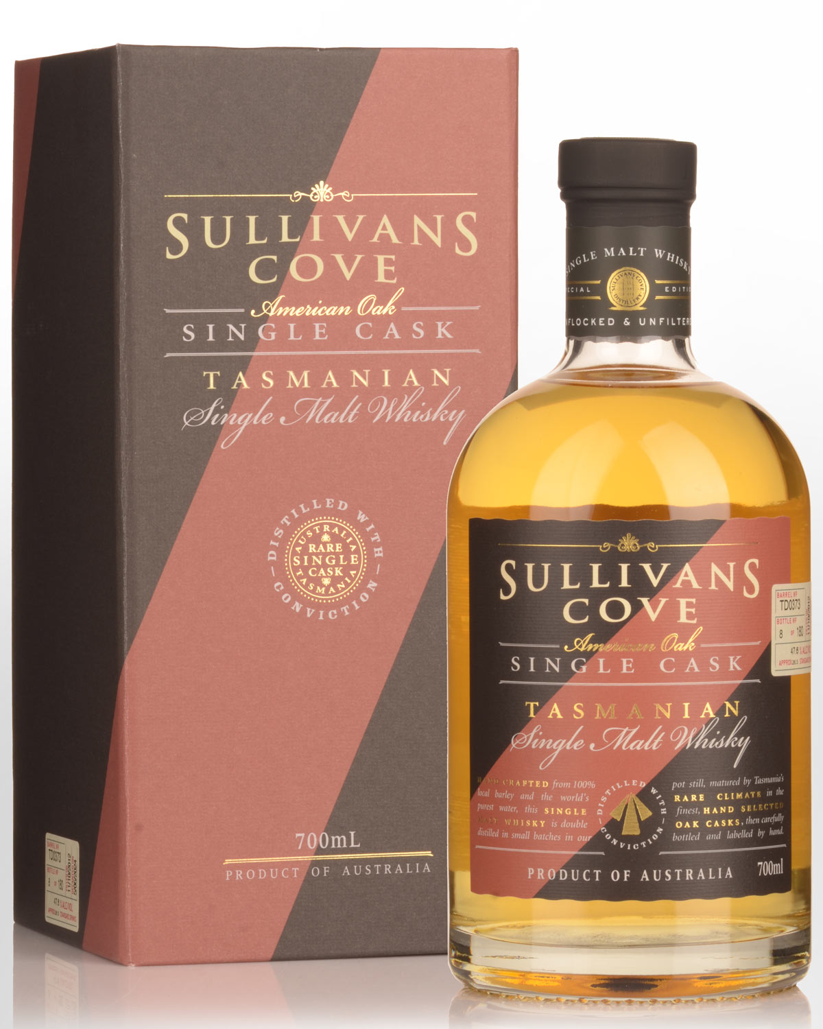 Sullivans Cove Single Cask TD0373 American Oak Second Fill Single Malt Australian Whisky (700ml)