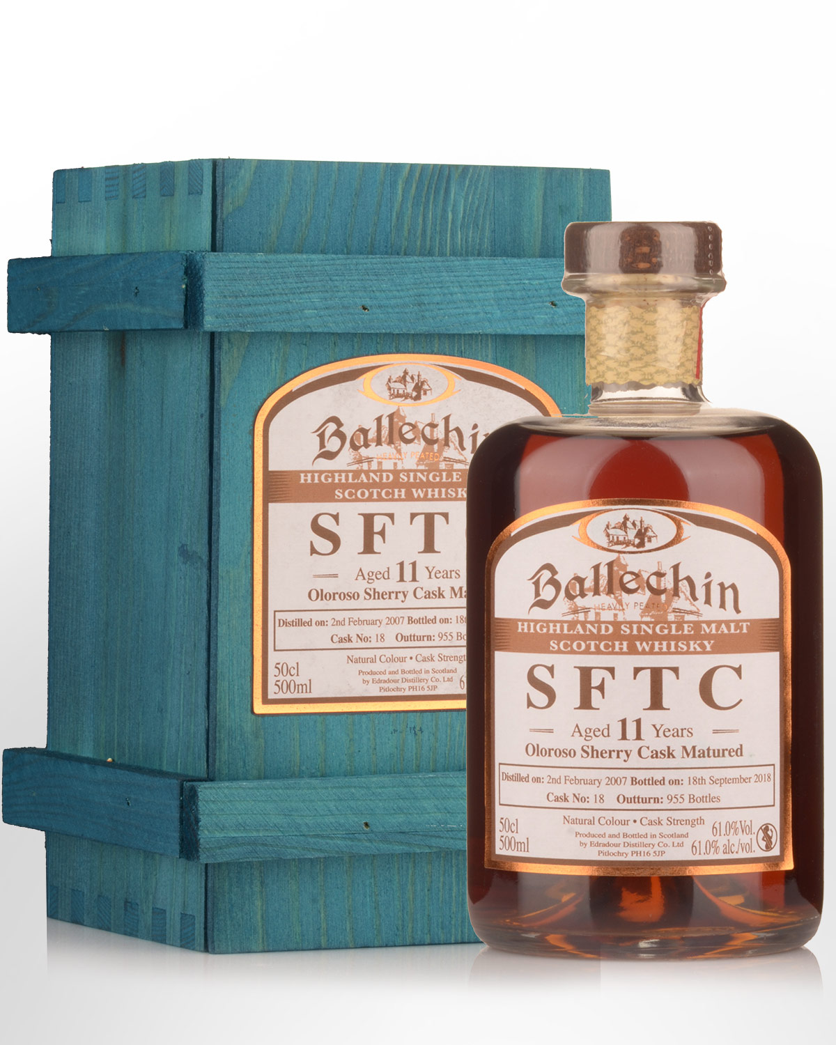 2007 Edradour Ballechin Straight from the Cask 11 Year Old Oloroso Cask #18 Cask Strength Single Malt Scotch Whisky (500ml)