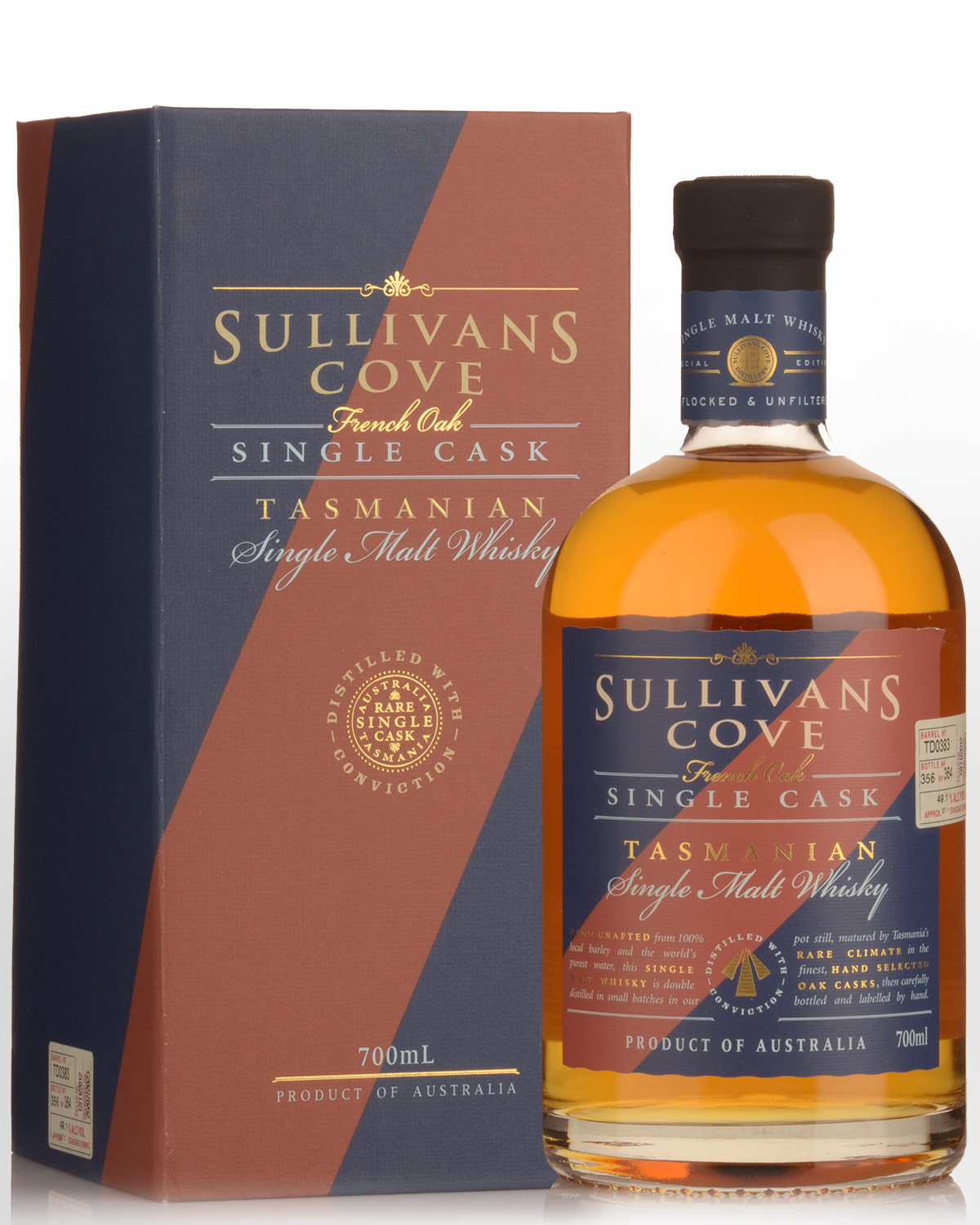 Sullivans Cove Single Cask TD0383 French Oak Second Fill Single Malt Australian Whisky (700ml)