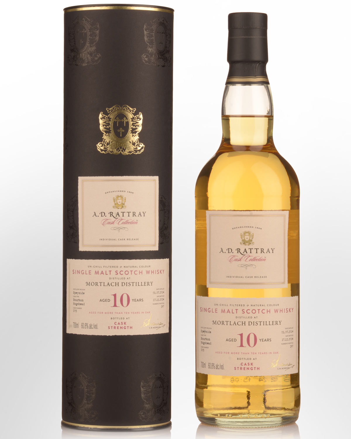 2014 A.D. Rattray Cask Collection Mortlach 10 Year Old Cask Strength Single Malt Scotch Whisky (700ml)