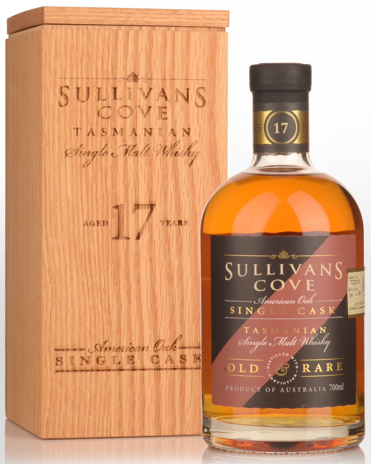 Sullivans Cove Single Cask TD0101 American Oak Second Fill 17 Year Old Single Malt Australian Whisky (700ml)
