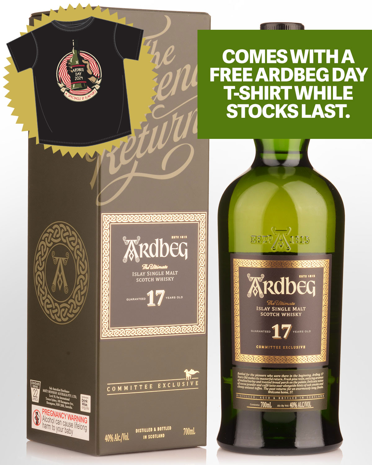 Ardbeg 17 Year Old Single Malt Scotch Whisky (700ml)