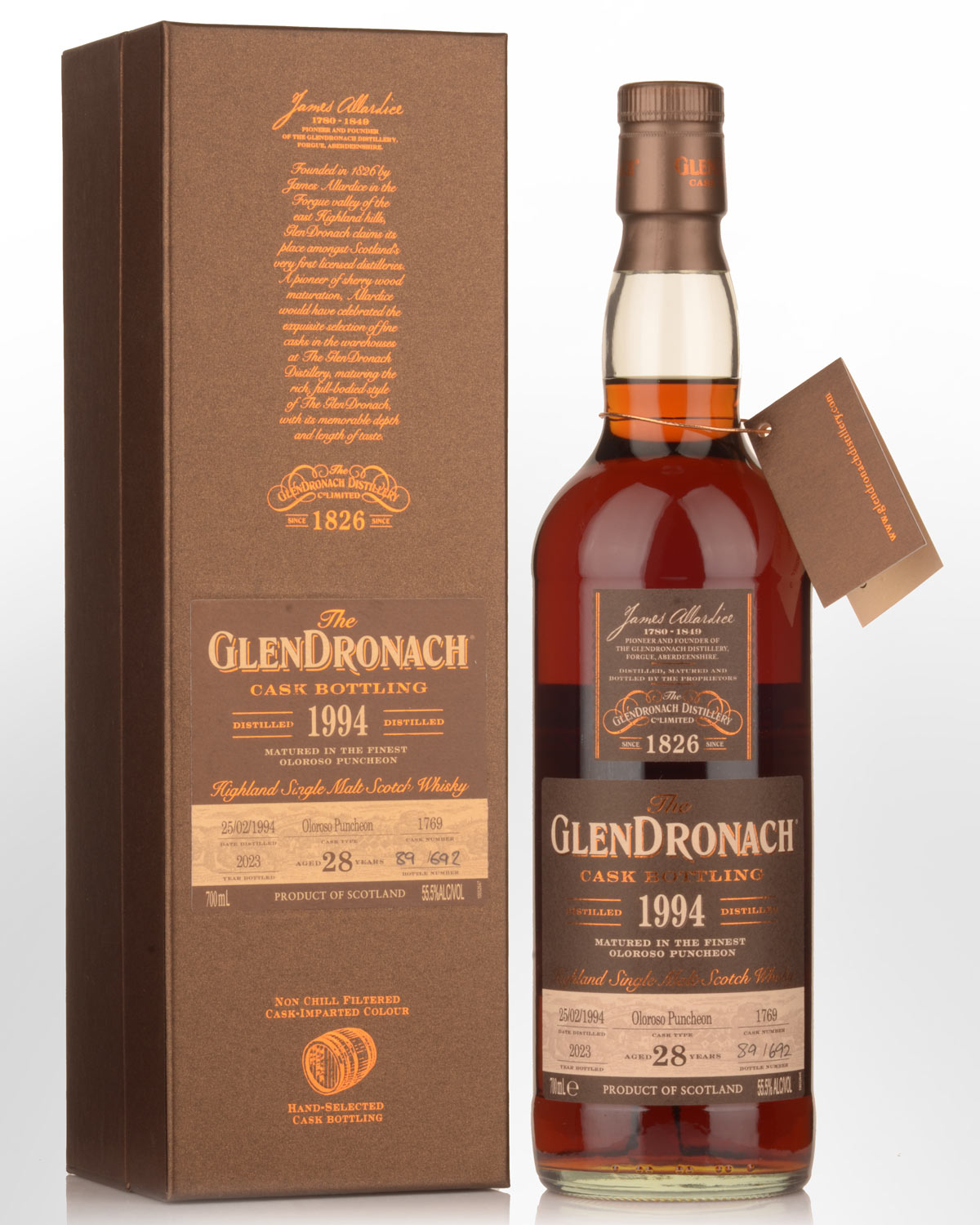 1994 Glendronach Single Cask No.1769 Oloroso Sherry Puncheon Cask Strength 28 Year Old Single Malt Scotch Whisky (700ml)