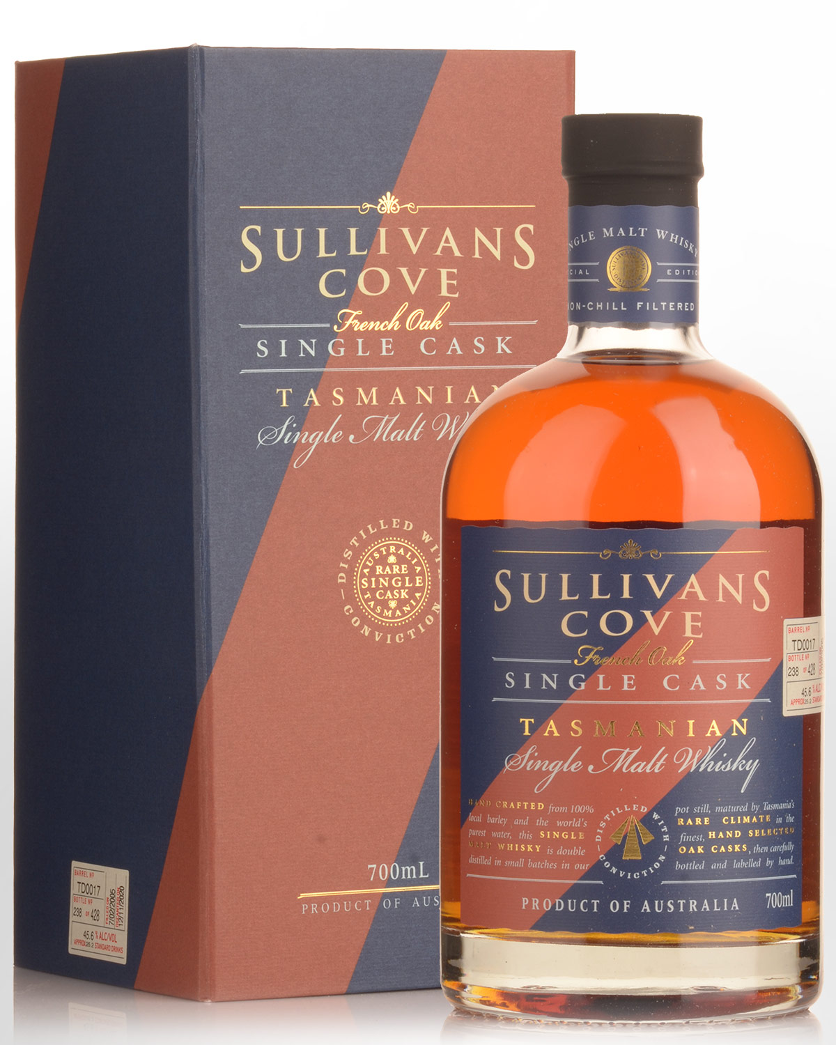Sullivans Cove Single Cask TD0017 French Oak Second Fill Single Malt Australian Whisky (700ml)