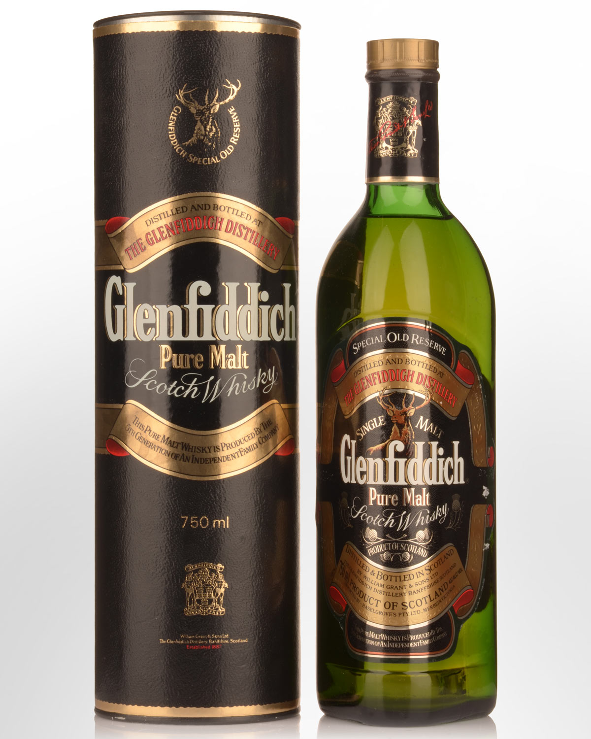 Glenfiddich Special Old Reserve Pure Malt Scotch Whisky (750ml) - 1980s Bottling - Cardboard Tube