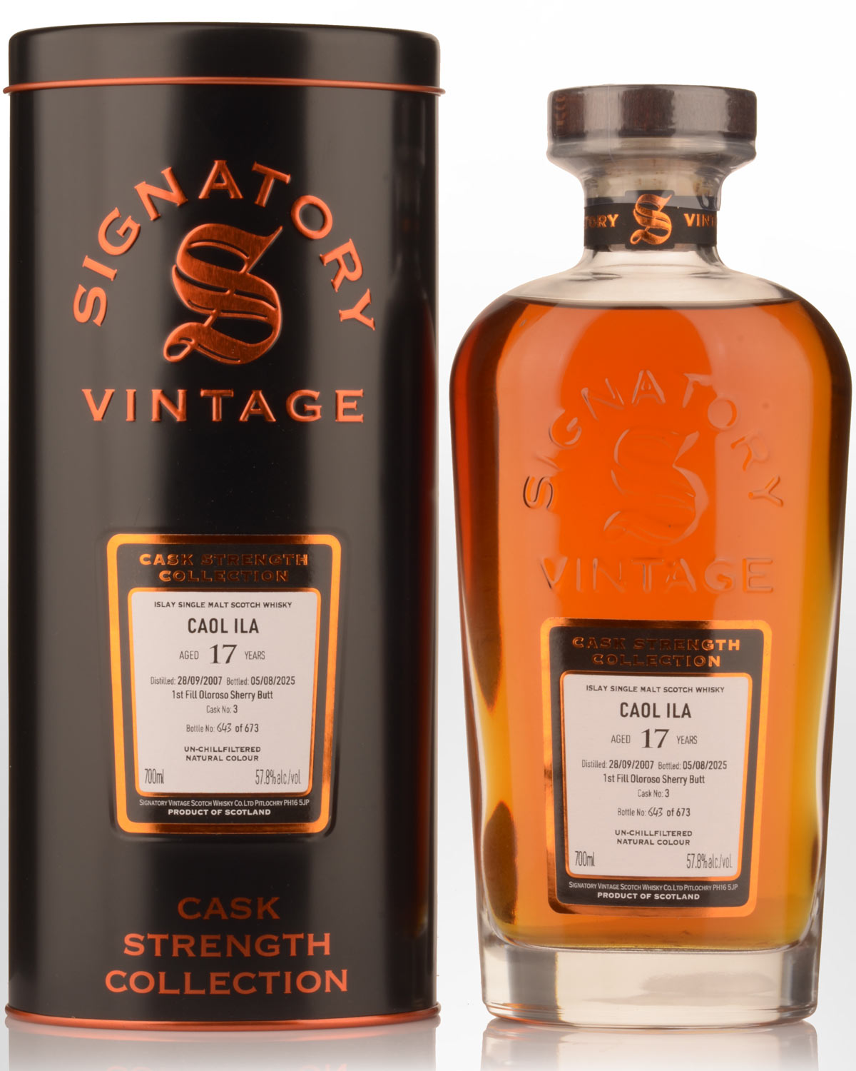 2007 Signatory Vintage Caol Ila 17 Year Old Cask #3 Cask Strength Single Malt Scotch Whisky (700ml)