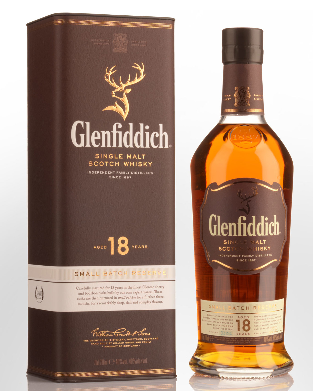 Glenfiddich 18 Year Old Single Malt Scotch Whisky (700ml) - Old Bottle