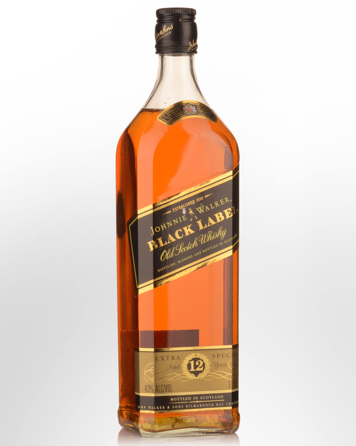 Johnnie Walker Black Label 12 Year Old Blended Scotch Whisky (1000ml) - 1990s Bottling