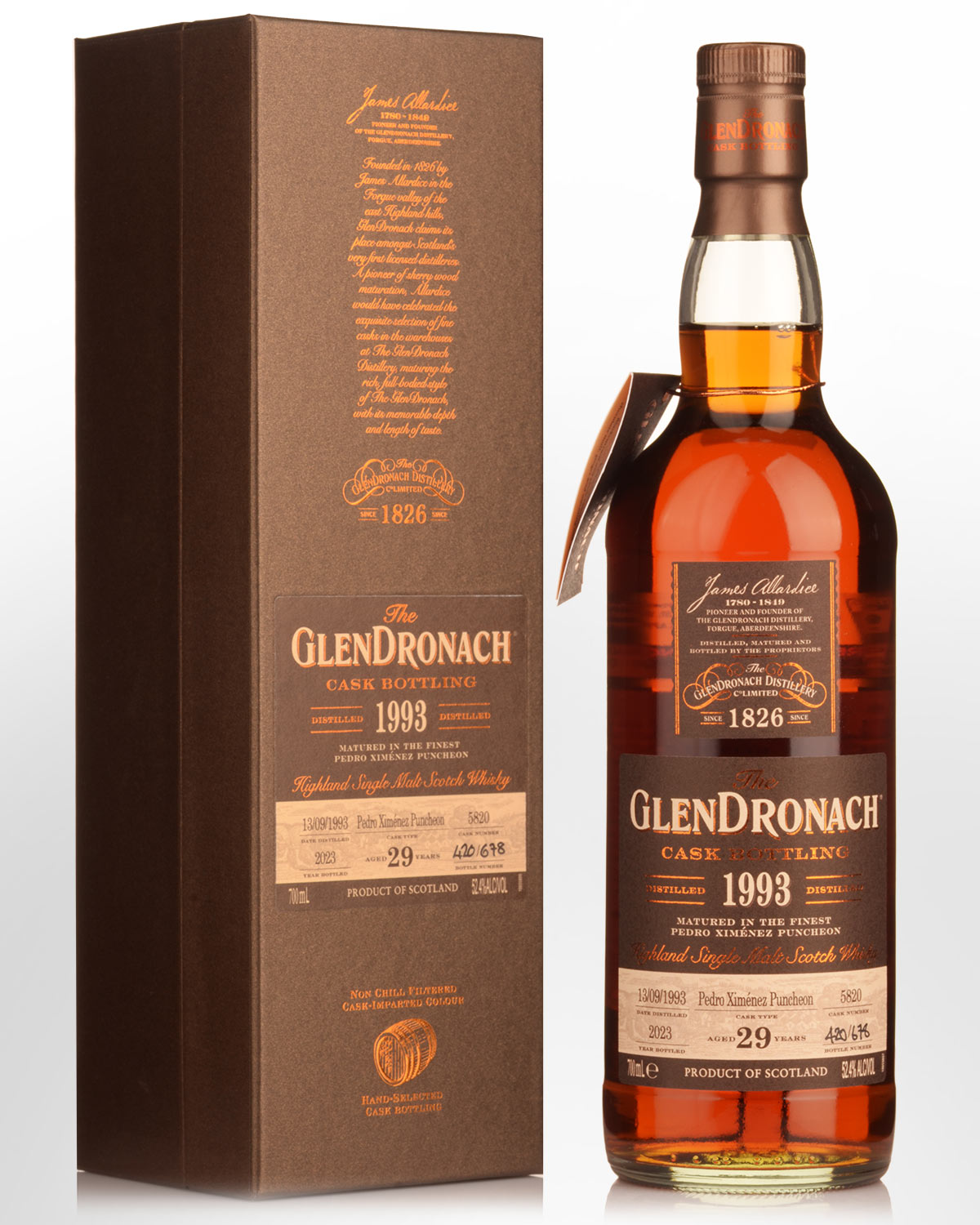 1993 Glendronach Single Cask No.5820 Pedro Ximenez Sherry Puncheon 29 Year Old Cask Strength Single Malt Scotch Whisky (700ml)