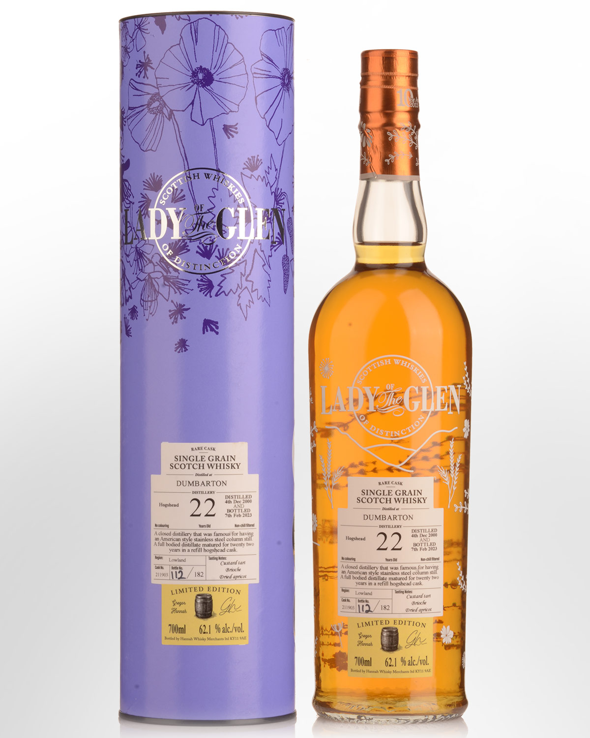2000 Lady of the Glen Dumbarton Single Cask #211903 22 Year Old Cask Strength Single Grain Scotch Whisky (700ml)