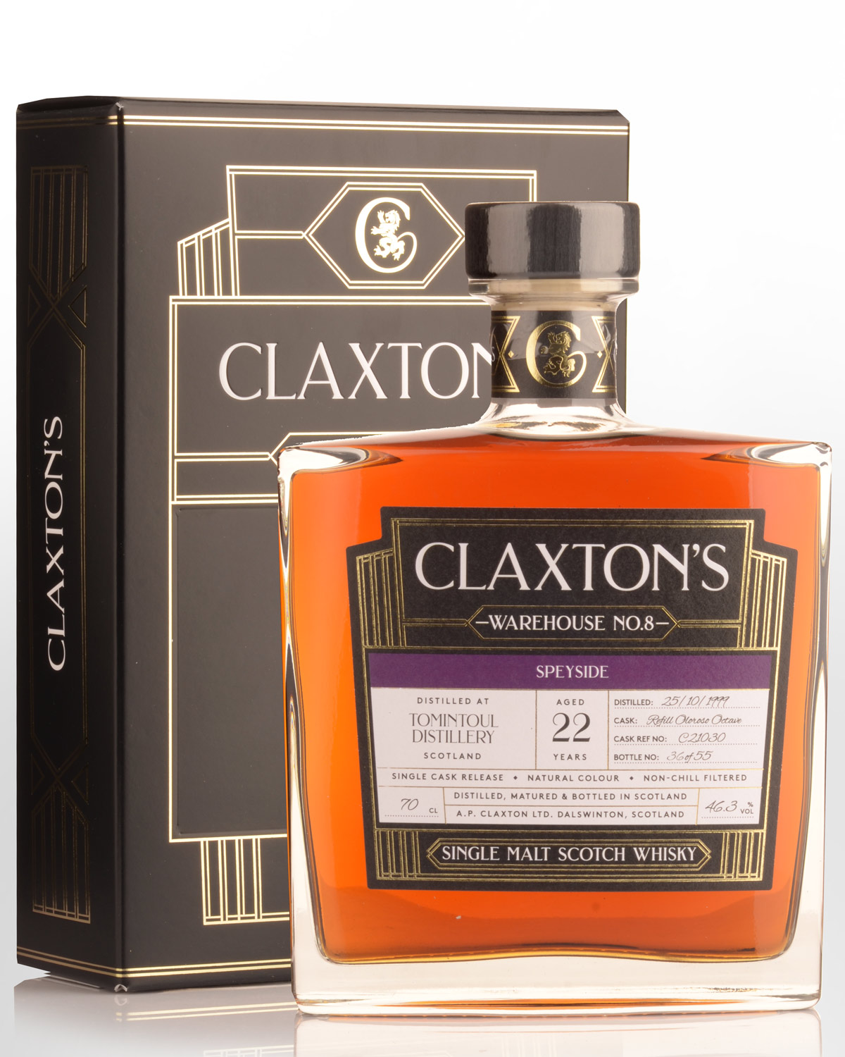 1999 Claxton's Warehouse No.8 Tomintoul 22 Year Old Cask Strength Single Malt Scotch Whisky (700ml)