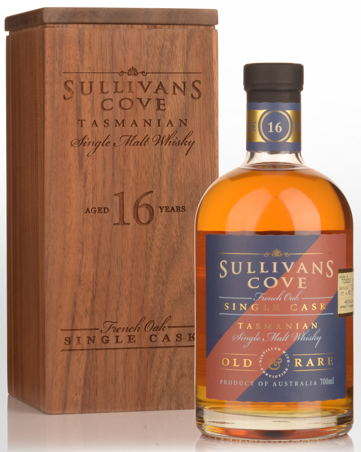Sullivans Cove Single Cask TD0203 French Oak Second Fill 16 Year Old Single Malt Australian Whisky (700ml)
