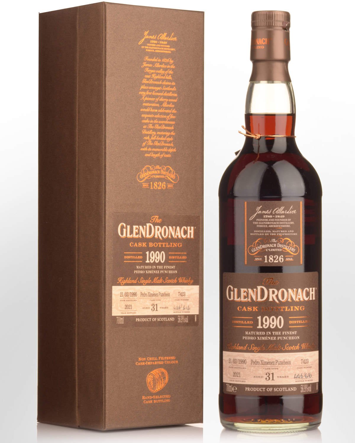 1990 Glendronach Single Cask No.7423 Pedro Ximenez Sherry Puncheon Cask Strength 31 Year Old Single Malt Scotch Whisky (700ml)