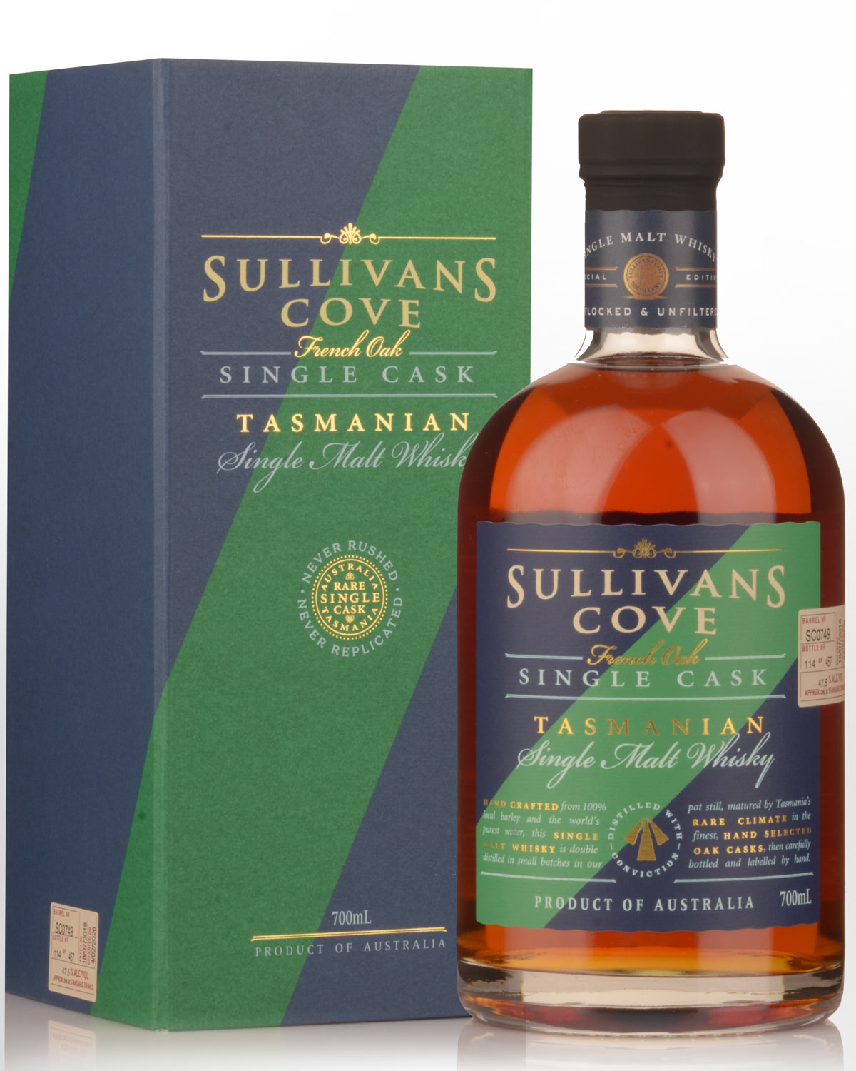 Sullivans Cove Single Cask SC0749 French Oak Ex-White Wine Cask Single Malt Australian Whisky (700ml)