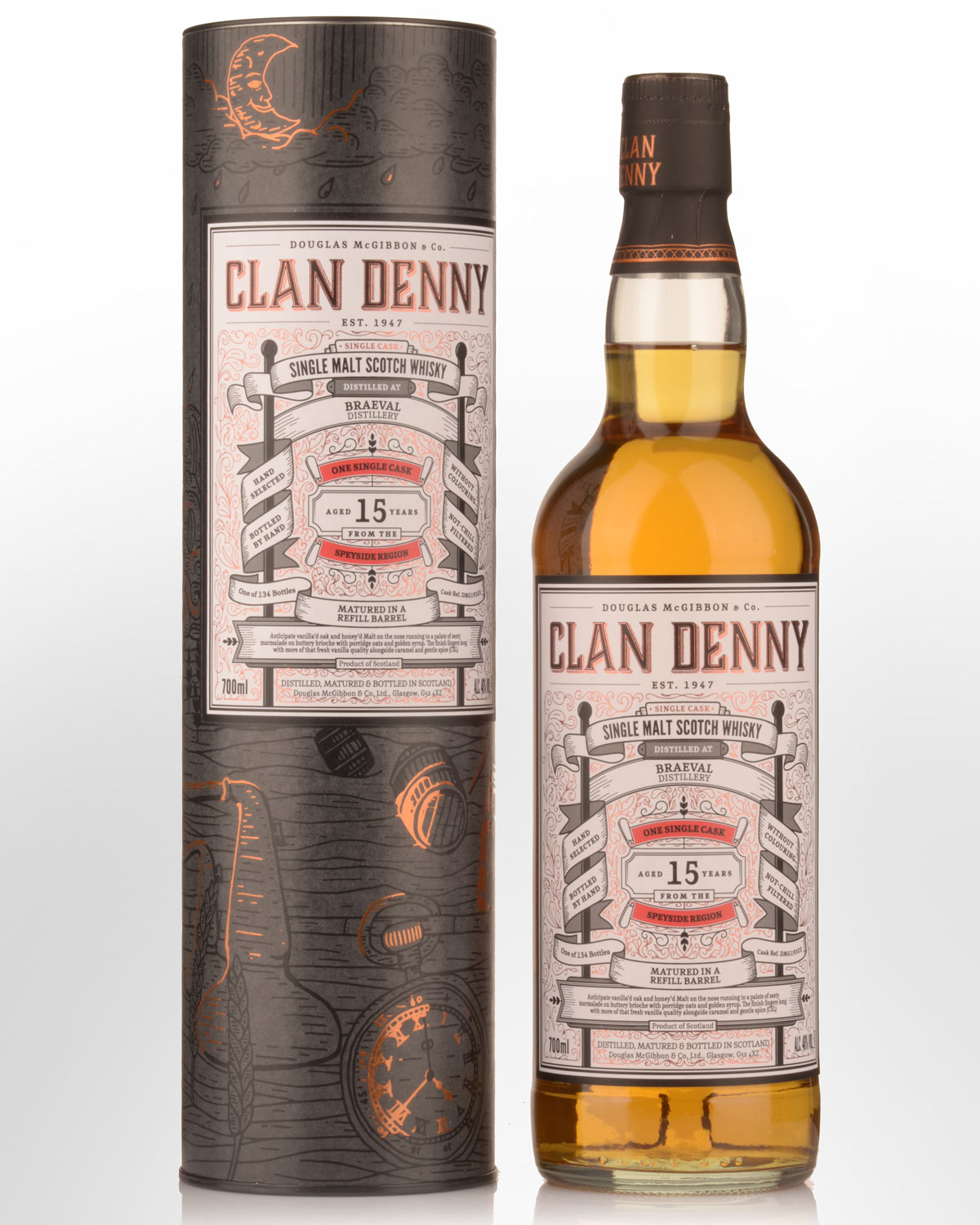 Clan Denny Braeval 15 Year Old Single Malt Scotch Whisky (700ml)