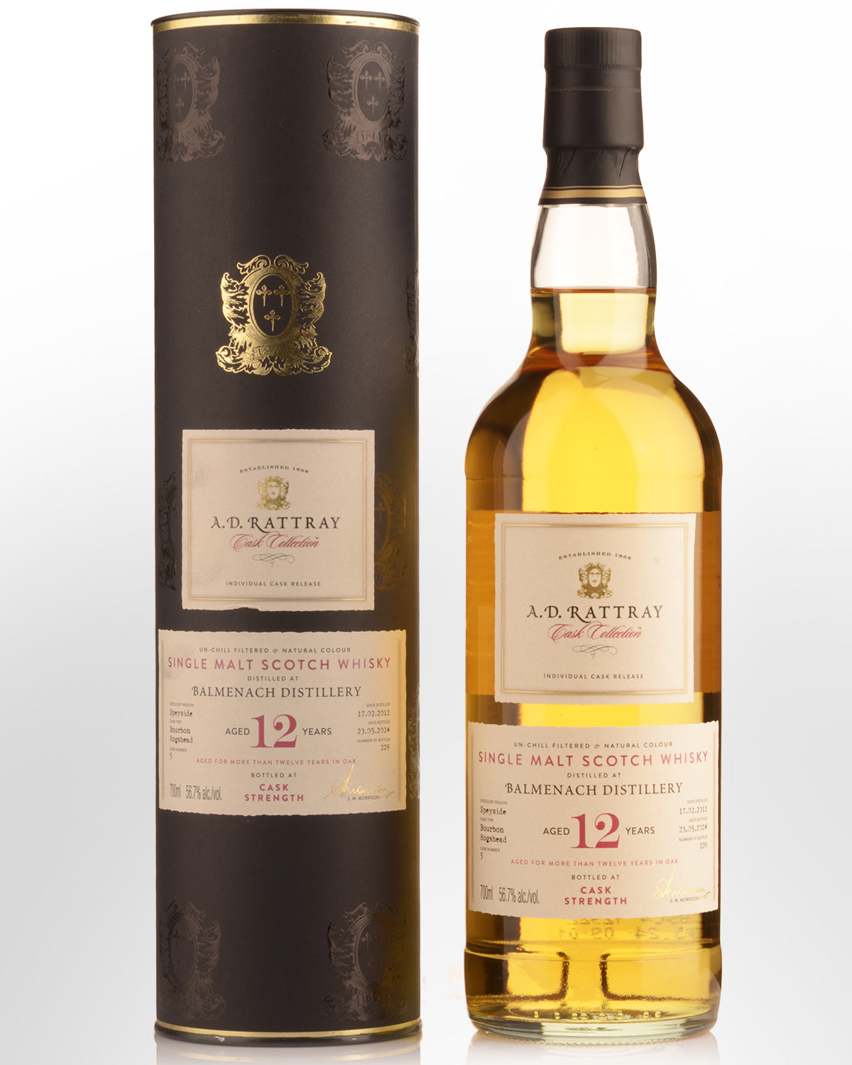 2012 A.D. Rattray Cask Collection Balmenach 12 Year Old Cask Strength Single Malt Scotch Whisky (700ml)
