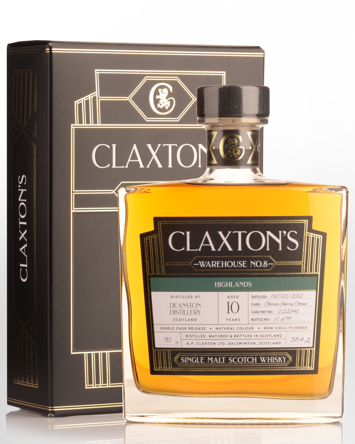2012 Claxton's Warehouse No.8 Deanston 10 Year Old Cask Strength Single Malt Scotch Whisky (700ml)