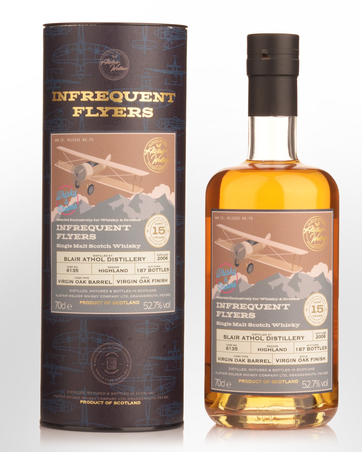 2006 Infrequent Flyers Blair Athol Single Cask No.6135 15 Year Old Whisky & Dreams Exclusive Cask Strength Single Malt Scotch Whisky (700ml)