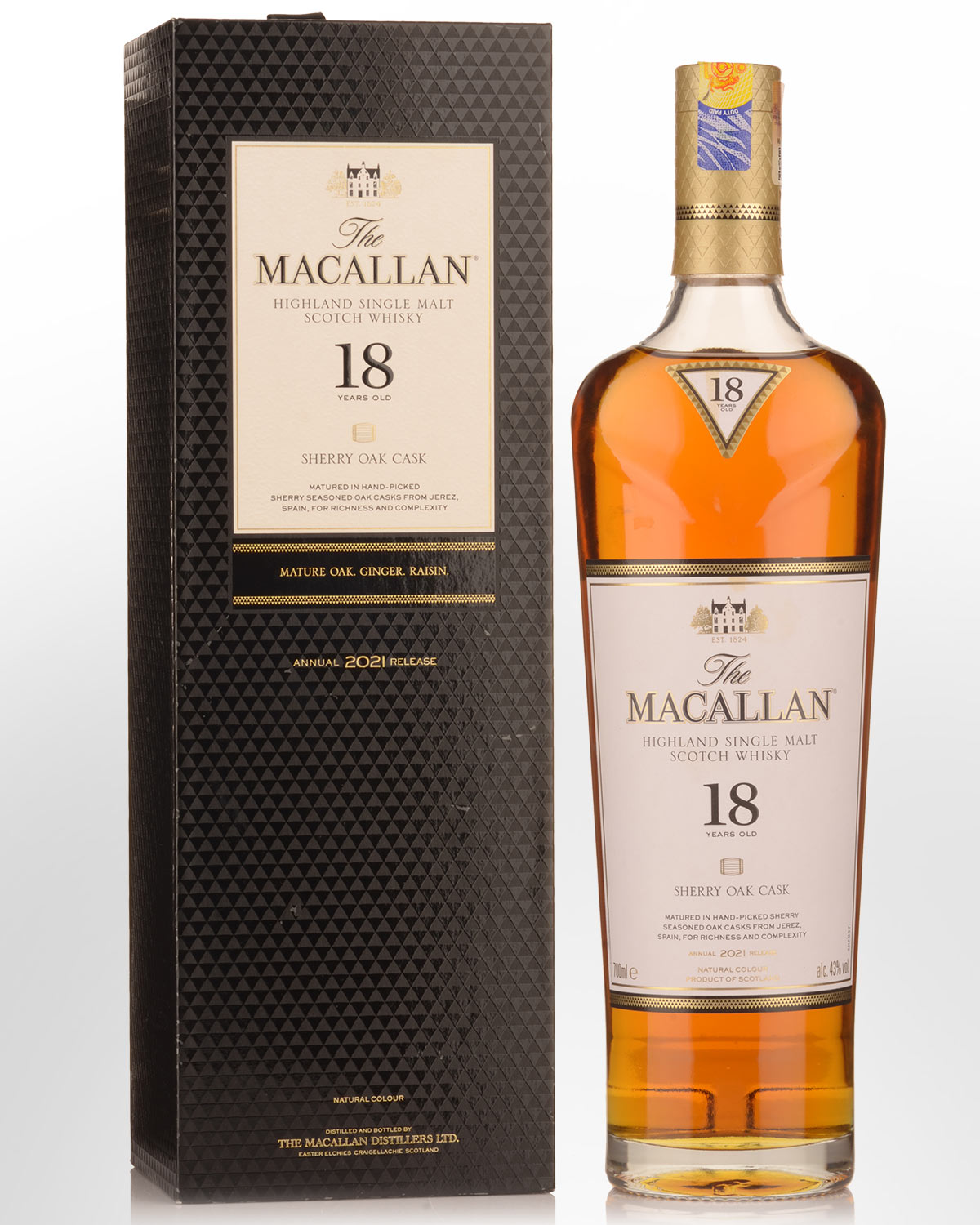 The Macallan Sherry Oak Cask 18 Year Old Single Malt Scotch Whisky (700ml) - Annual 2021 Release