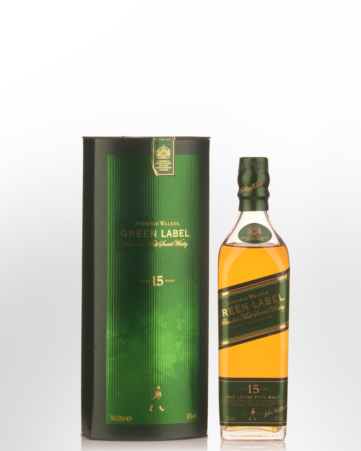 Johnnie Walker Green Label 15 Year Old The Art of Pure Malt Blended Malt Scotch Whisky (200ml) - Miniature Bottle