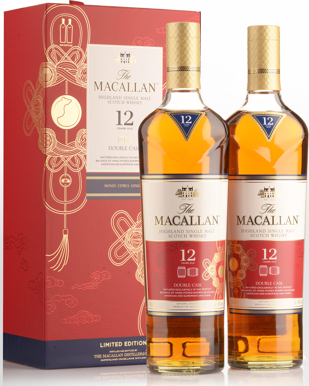 The Macallan Year of the Rat Double Cask 12 Year Old Single Malt Scotch Whisky (2 x 700ml)
