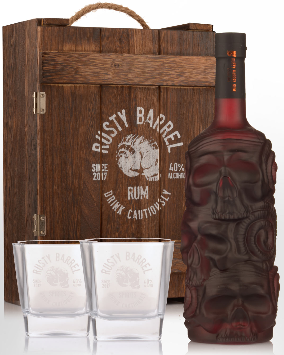 Rusty Barrel Spiced Australian Rum (700ml) - Gift Pack with 2 Glasses