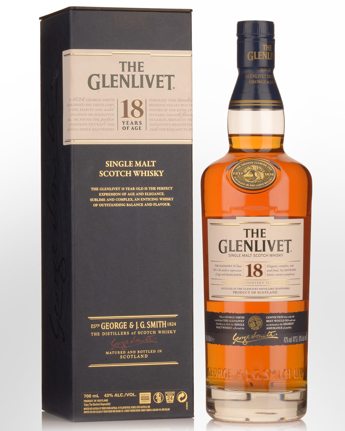 Glenlivet 18 Year Old Single Malt Scotch Whisky (700ml) - Old Packaging