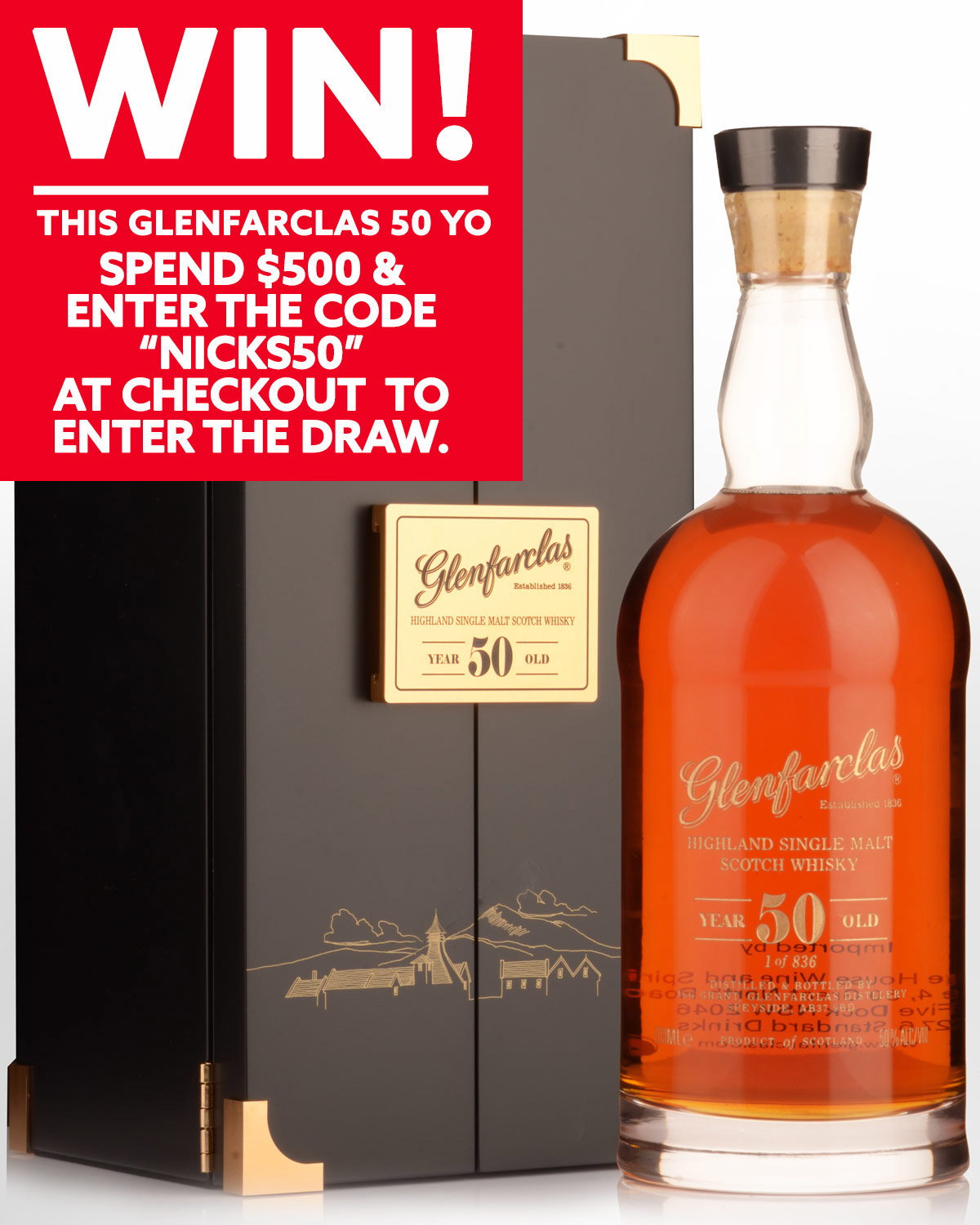 Glenfarclas 50 Year Old Single Malt Scotch Whisky (700ml) | Nicks