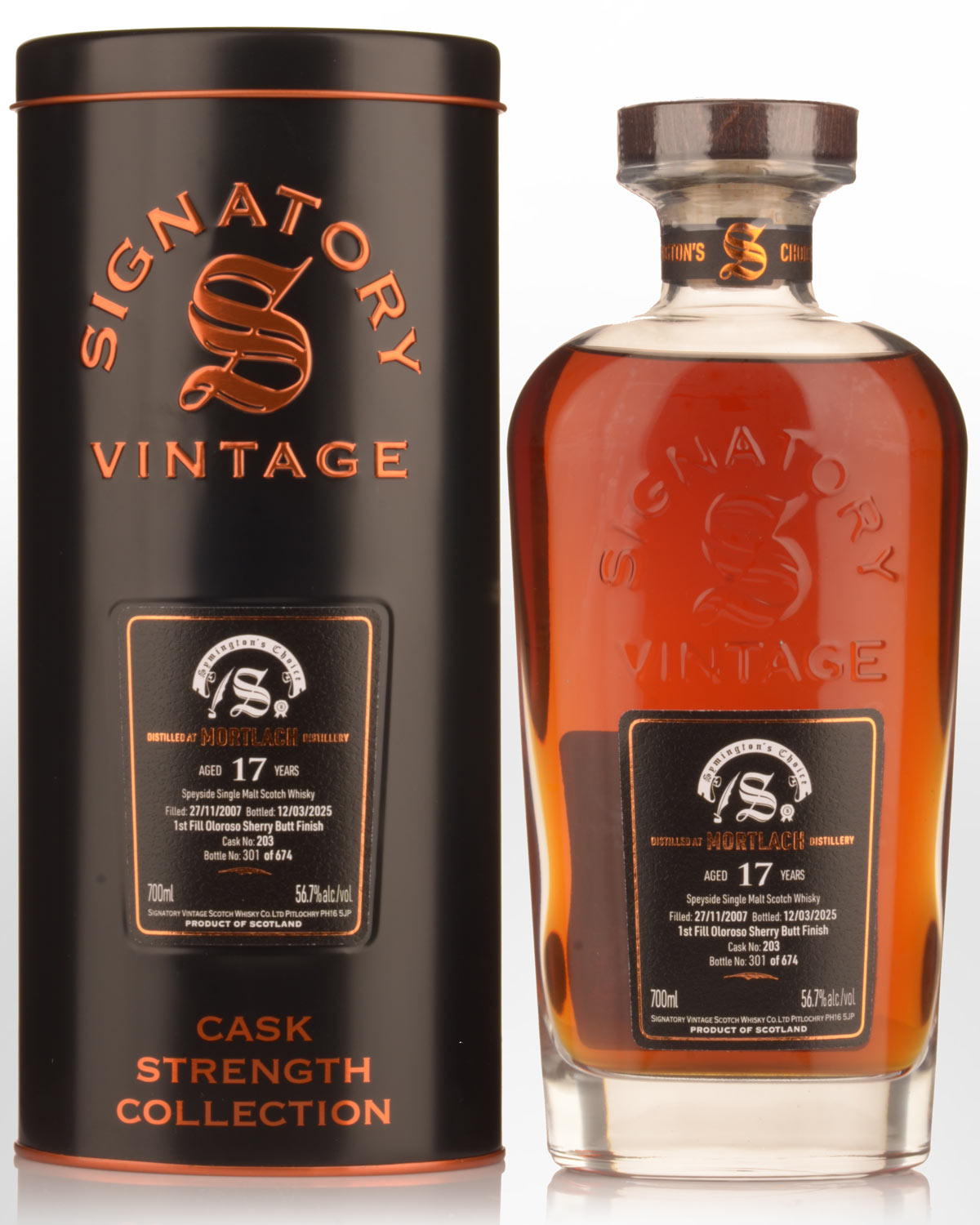 2007 Signatory Vintage Mortlach 17 Year Old Symington's Choice Cask Strength Single Malt Scotch Whisky (700ml)