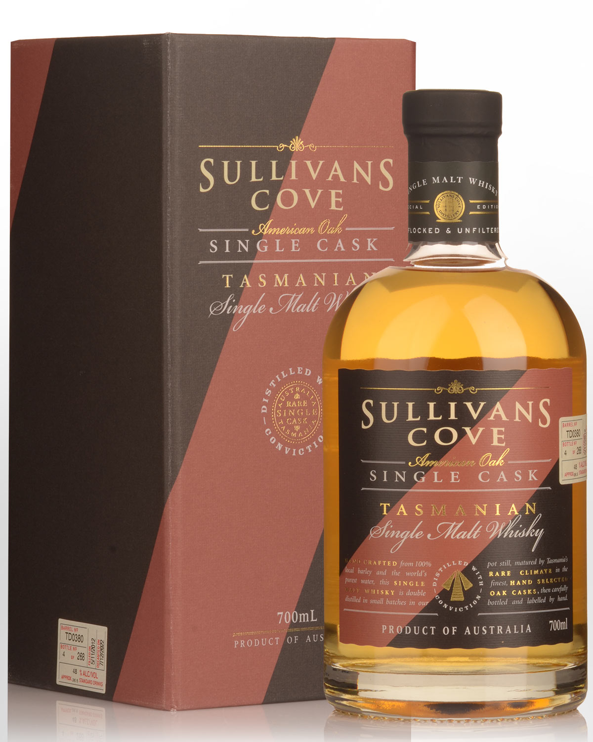 Sullivans Cove Single Cask TD0380 American Oak Second Fill Single Malt Australian Whisky (700ml)