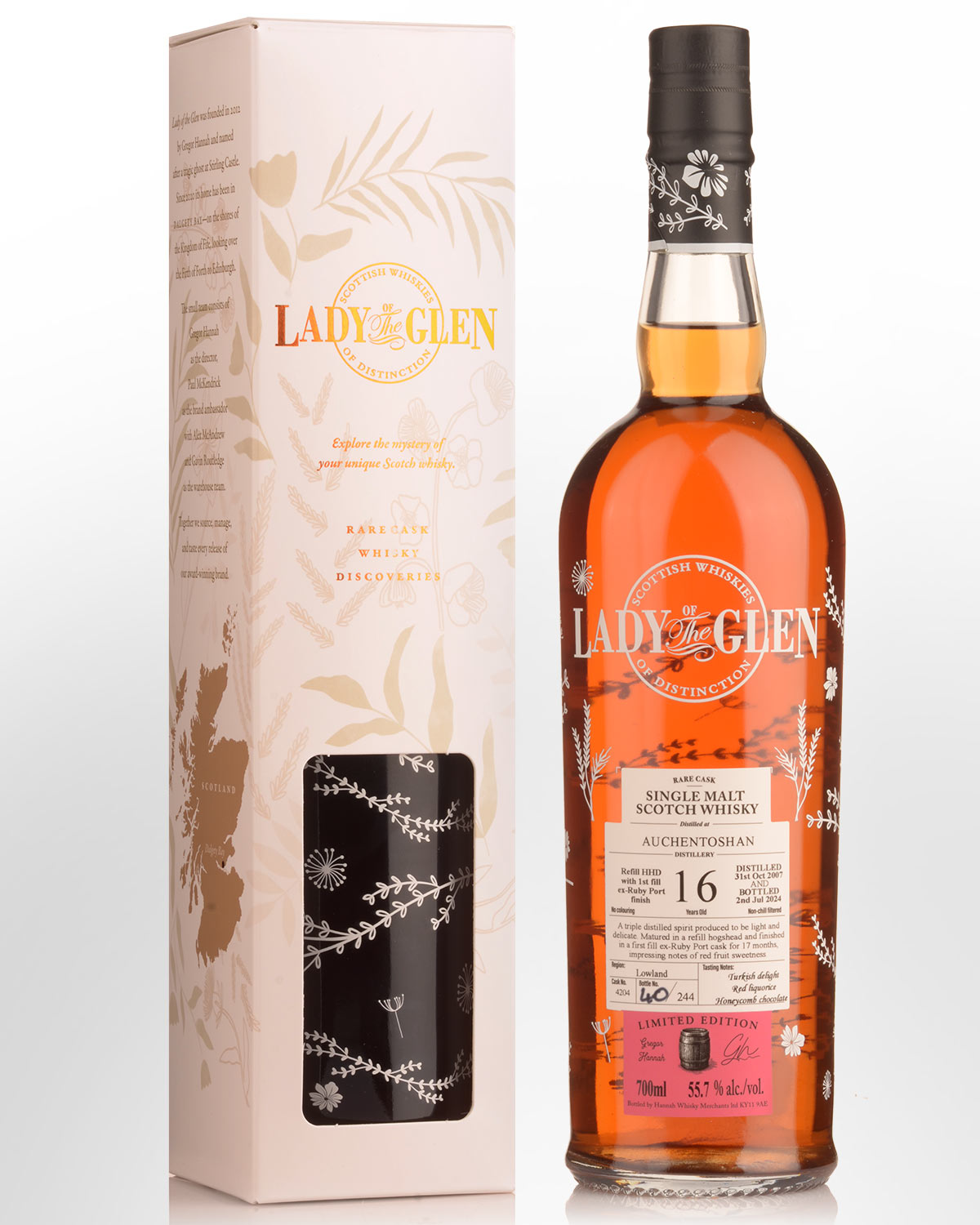 2007 Lady of the Glen Auchentoshan Single Cask #4204 16 Year Old Cask Strength Single Malt Scotch Whisky (700ml)